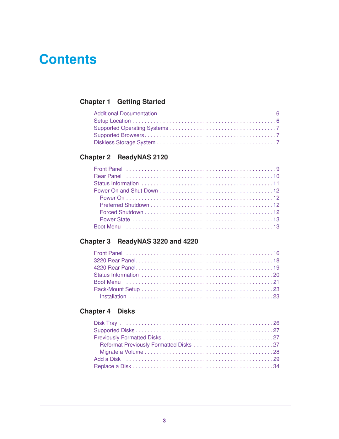 NETGEAR READYNAS 4220, READYNAS 2120, READYNAS 3220 manual Contents 