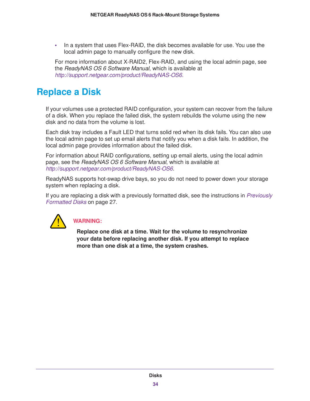 NETGEAR READYNAS 2120, READYNAS 4220, READYNAS 3220 manual Replace a Disk 