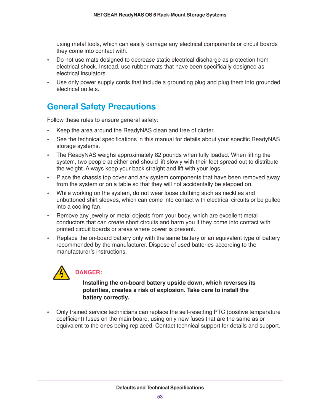 NETGEAR READYNAS 3220, READYNAS 4220, READYNAS 2120 manual General Safety Precautions 