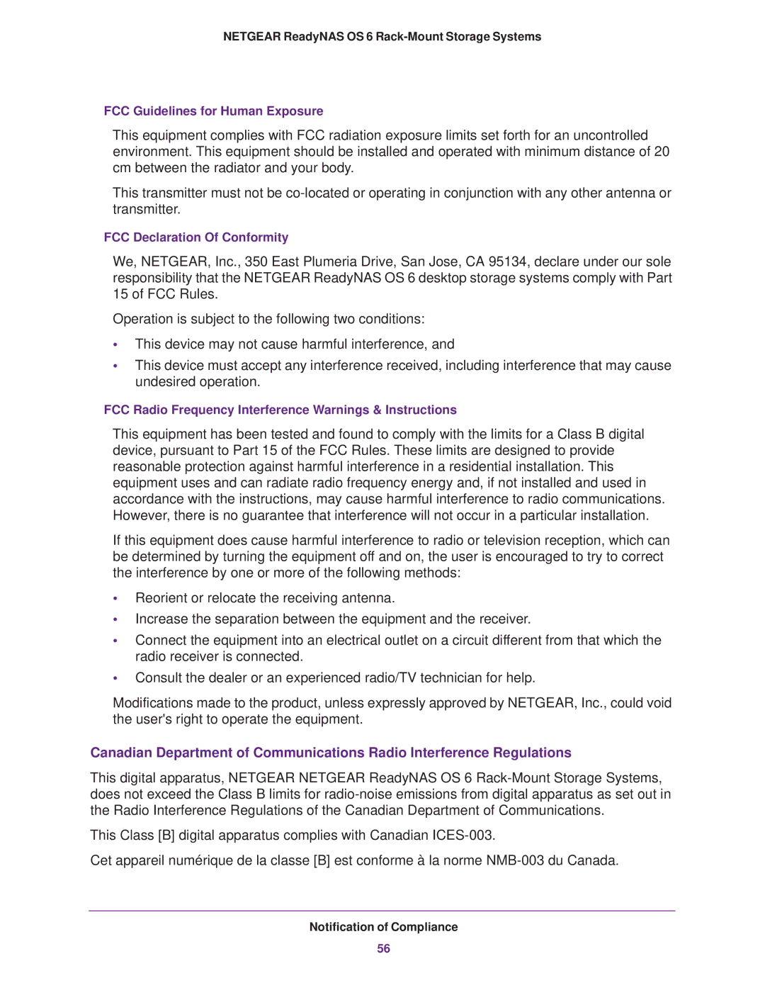 NETGEAR READYNAS 3220, READYNAS 4220, READYNAS 2120 manual FCC Guidelines for Human Exposure 