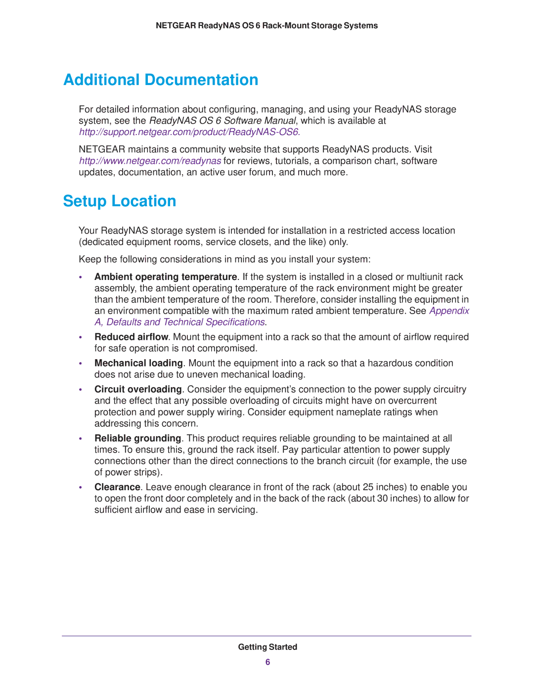 NETGEAR READYNAS 4220, READYNAS 2120, READYNAS 3220 manual Additional Documentation Setup Location 