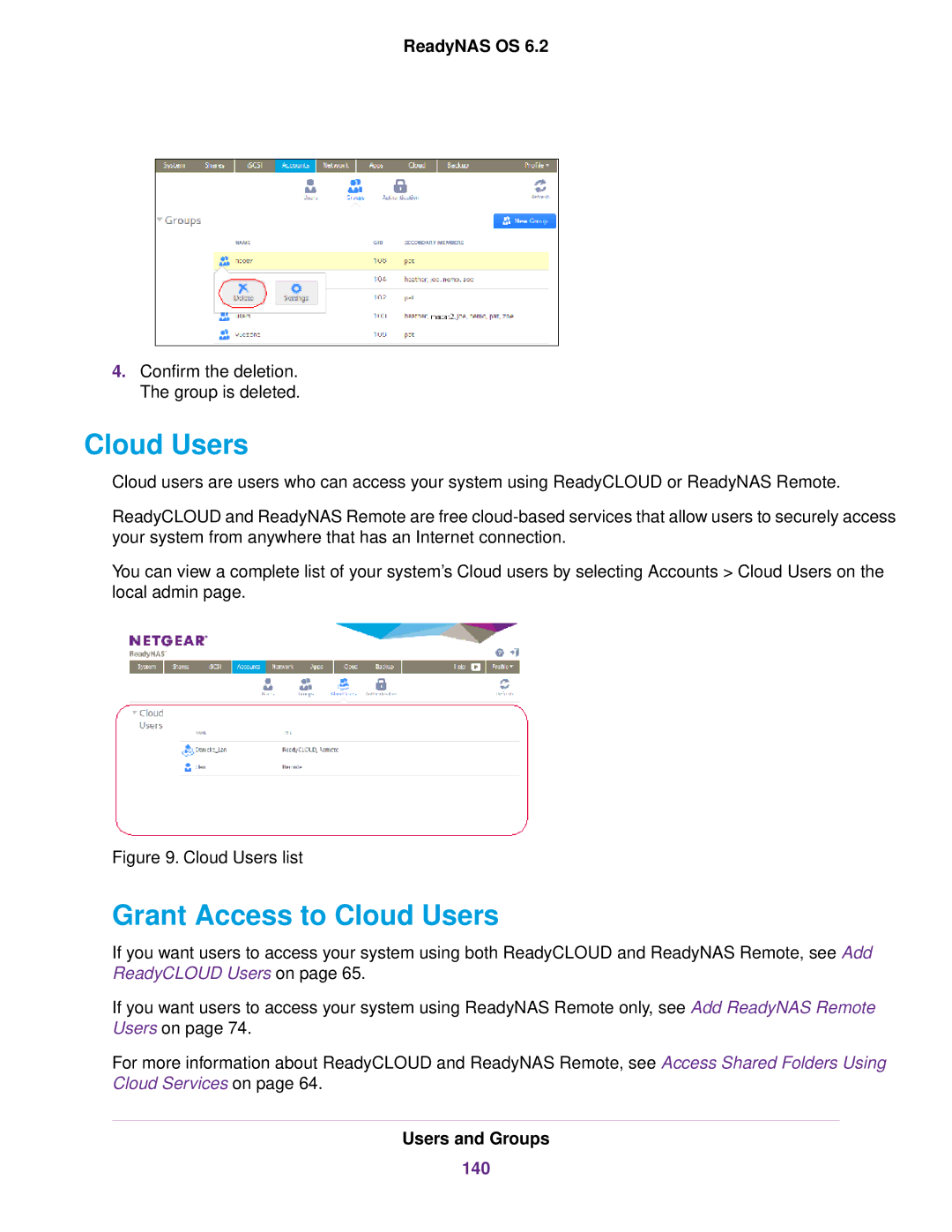 NETGEAR READYNAS 102, READYNAS 716X, READYNAS 4220, READYNAS 516, READYNAS 316, EDA 500 Grant Access to Cloud Users, 140 