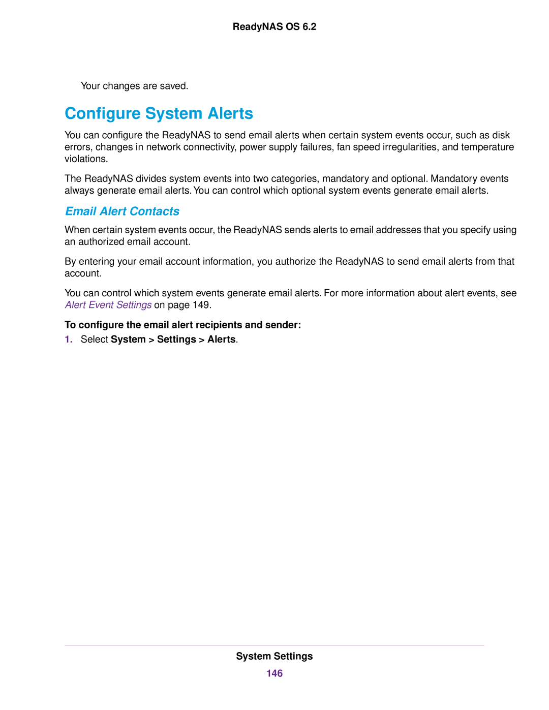 NETGEAR READYNAS 516, READYNAS 716X, READYNAS 4220, READYNAS 316, EDA 500 Configure System Alerts, Email Alert Contacts, 146 