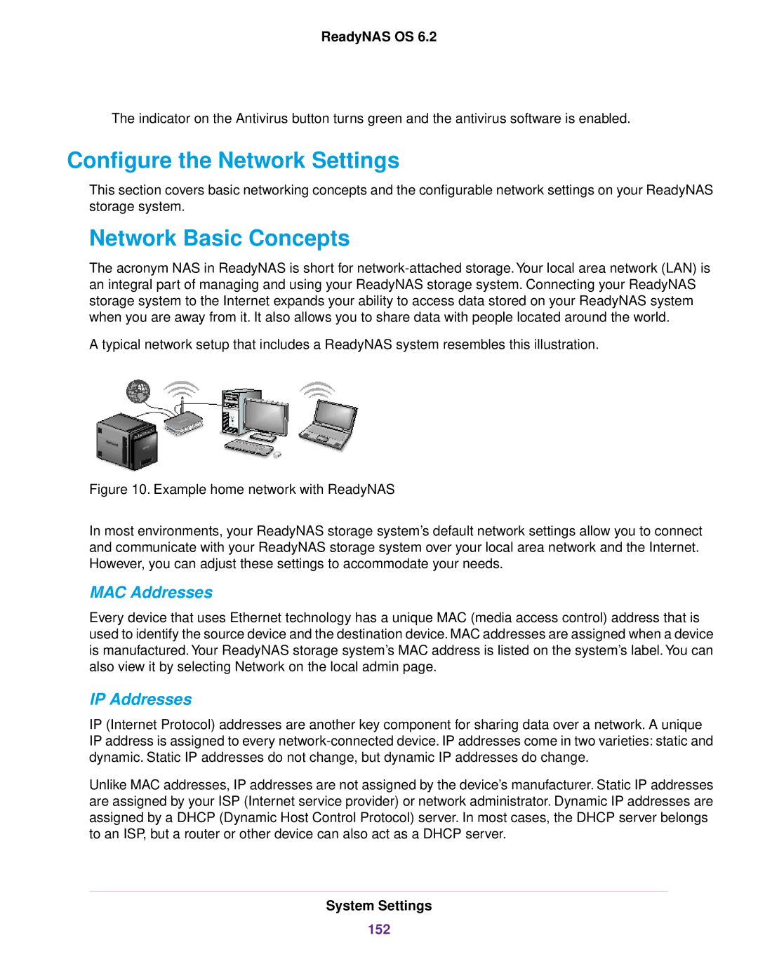 NETGEAR READYNAS 102, EDA 500 Configure the Network Settings, Network Basic Concepts, MAC Addresses, IP Addresses, 152 