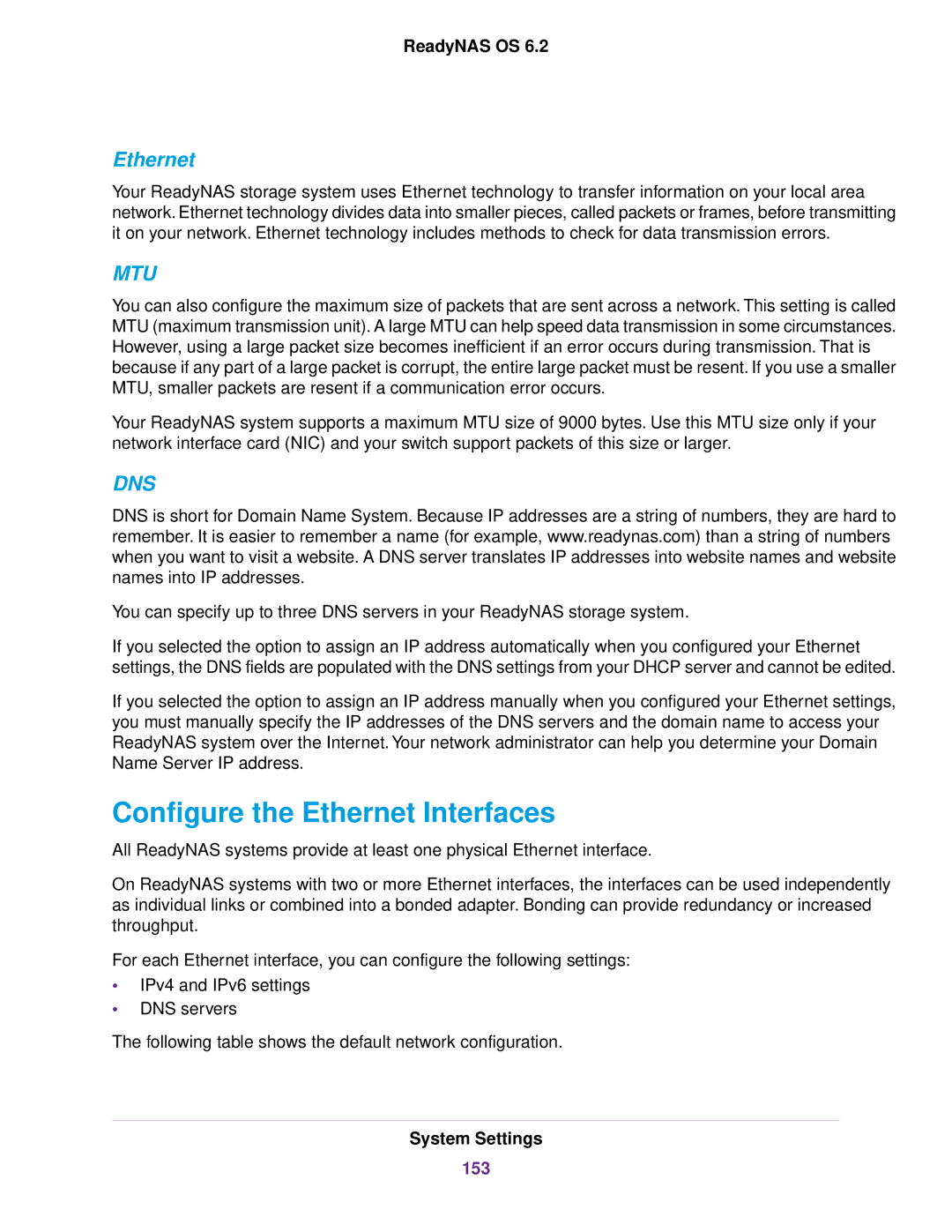 NETGEAR READYNAS 104, READYNAS 716X, READYNAS 4220, READYNAS 516, READYNAS 316, EDA 500 Configure the Ethernet Interfaces, 153 