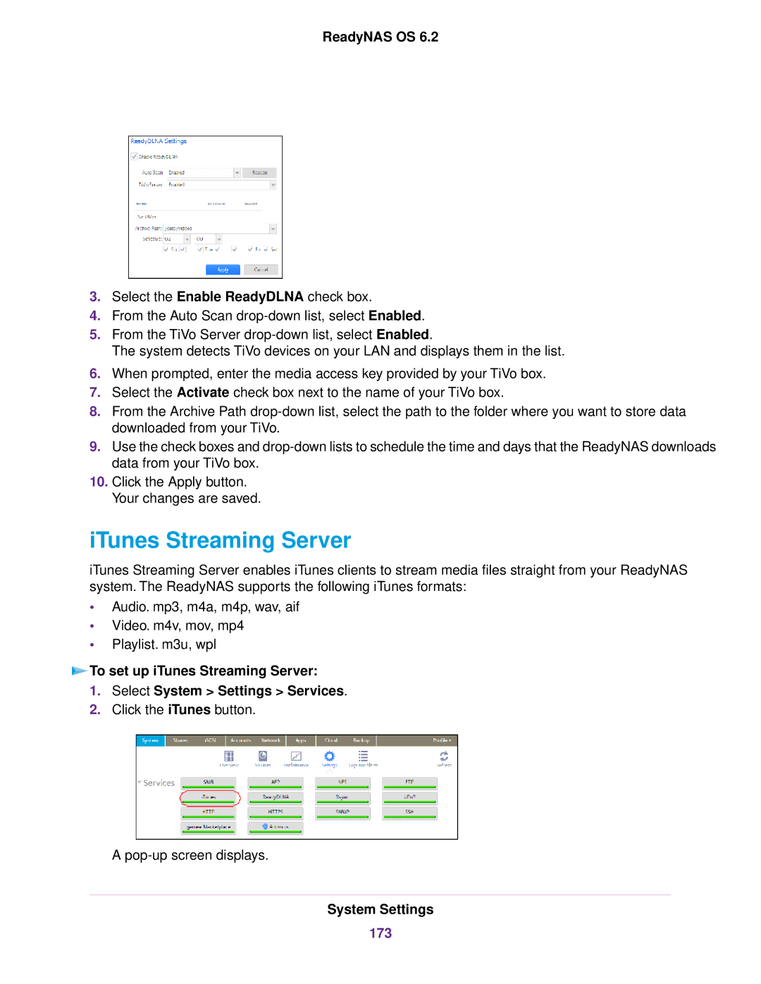 NETGEAR READYNAS 312, READYNAS 716X, READYNAS 4220, READYNAS 516, READYNAS 316, READYNAS 2120 ITunes Streaming Server, 173 