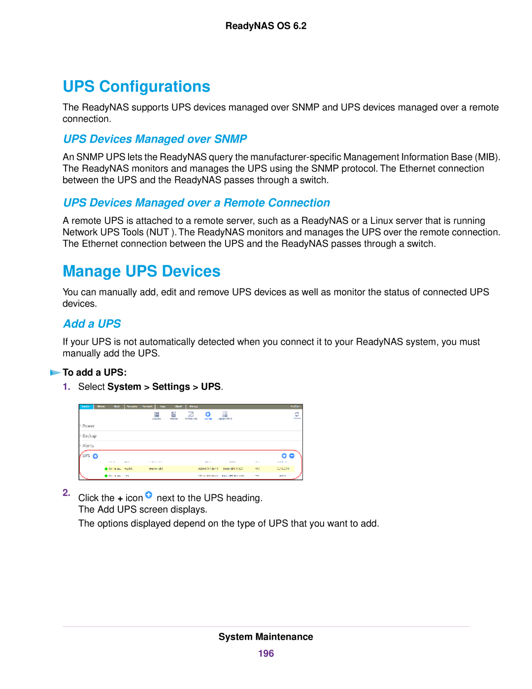 NETGEAR READYNAS 2120, READYNAS 716X UPS Configurations, Manage UPS Devices, UPS Devices Managed over Snmp, Add a UPS 