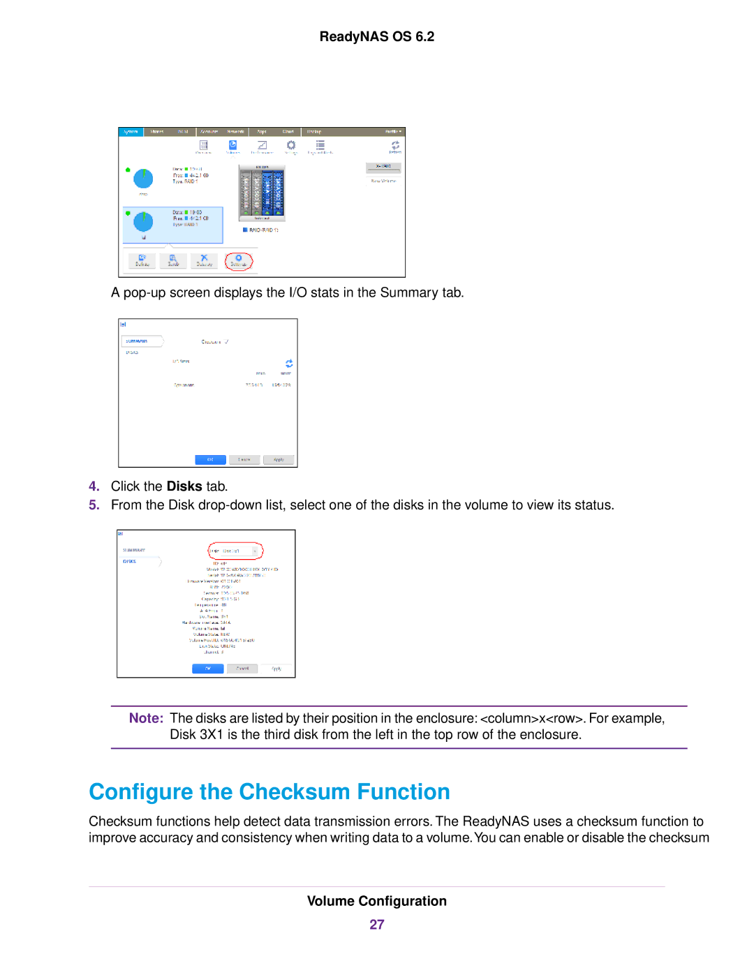 NETGEAR READYNAS 316, READYNAS 716X, READYNAS 4220, READYNAS 516, READYNAS 2120, READYNAS 312 Configure the Checksum Function 