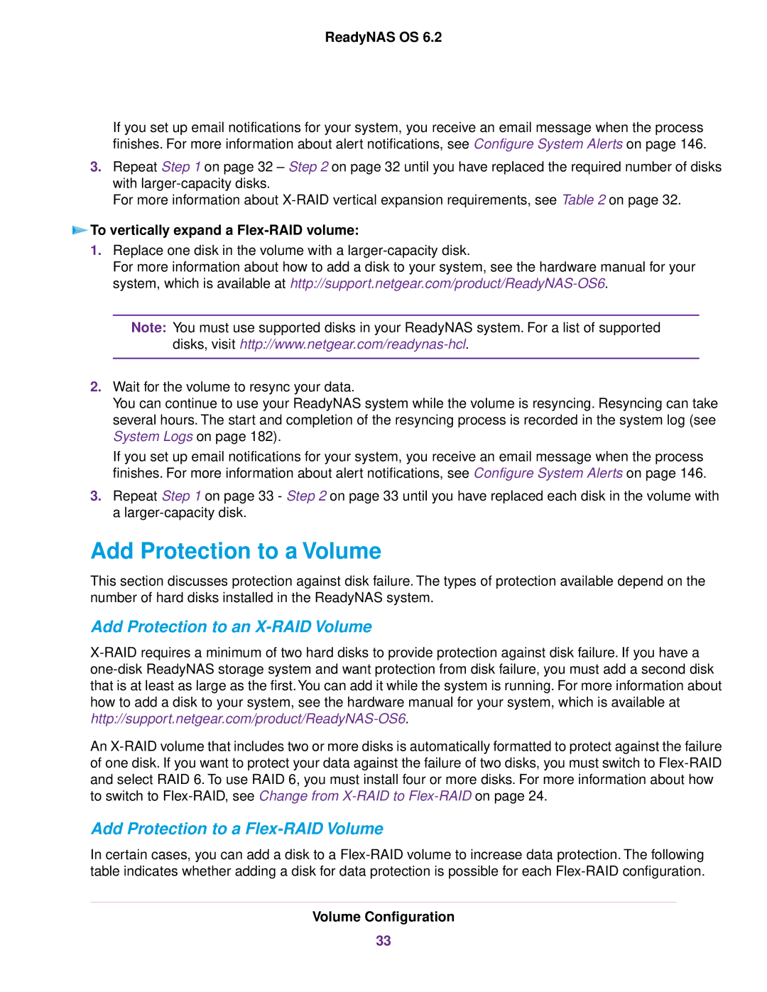 NETGEAR READYNAS 104 Add Protection to a Volume, Add Protection to an X-RAID Volume, Add Protection to a Flex-RAID Volume 