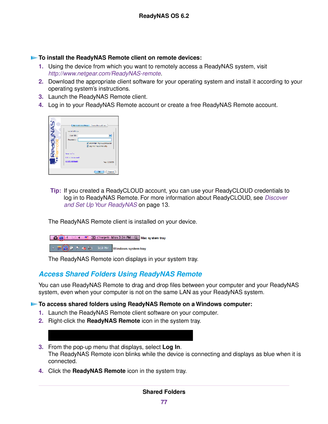 NETGEAR READYNAS 312, READYNAS 716X, READYNAS 4220, READYNAS 516, READYNAS 316 Access Shared Folders Using ReadyNAS Remote 