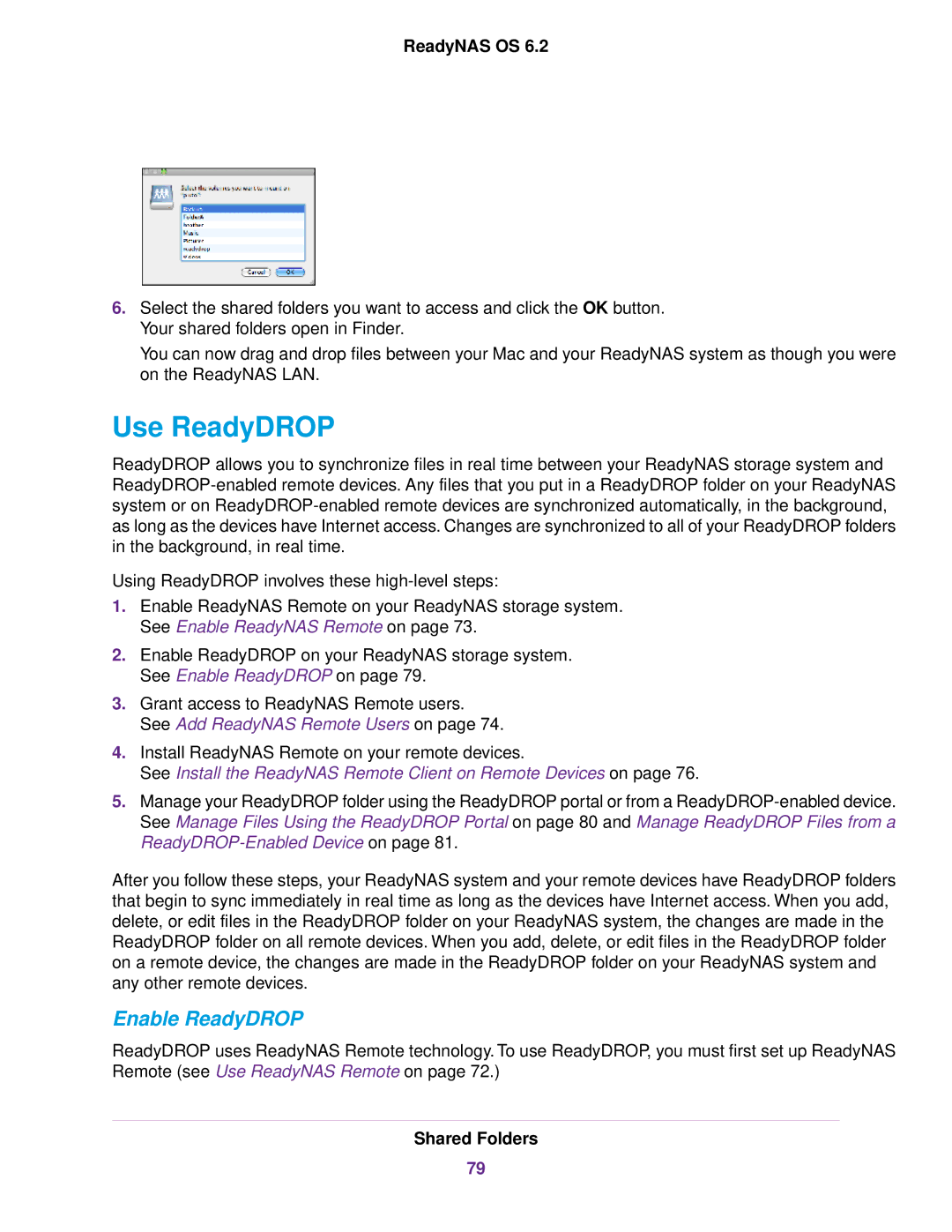 NETGEAR READYNAS 3220, READYNAS 716X, READYNAS 4220, READYNAS 516, READYNAS 316, READYNAS 2120 Use ReadyDROP, Enable ReadyDROP 