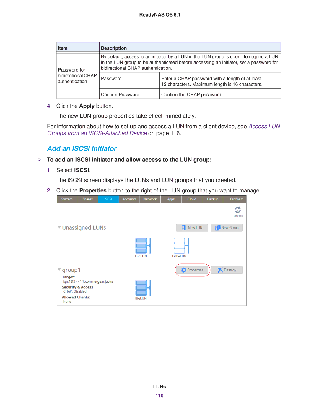 NETGEAR READYNAS 104, READYNAS 716X, READYNAS 516, READYNAS 316, READYNAS 312, READYNAS 314, EDA 500 Add an iSCSI Initiator 