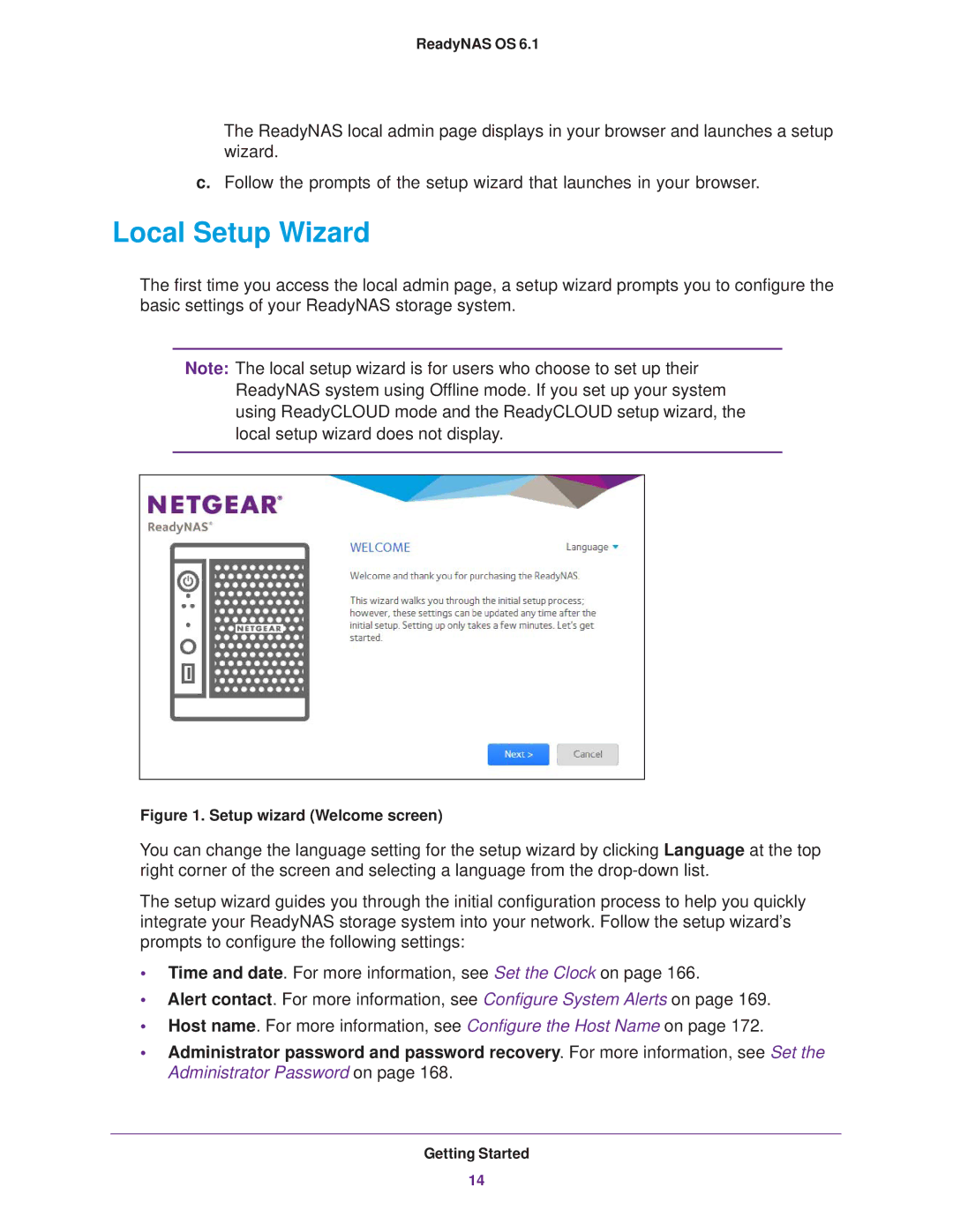NETGEAR READYNAS 104, READYNAS 716X, READYNAS 516, READYNAS 316, READYNAS 312 Local Setup Wizard, Setup wizard Welcome screen 