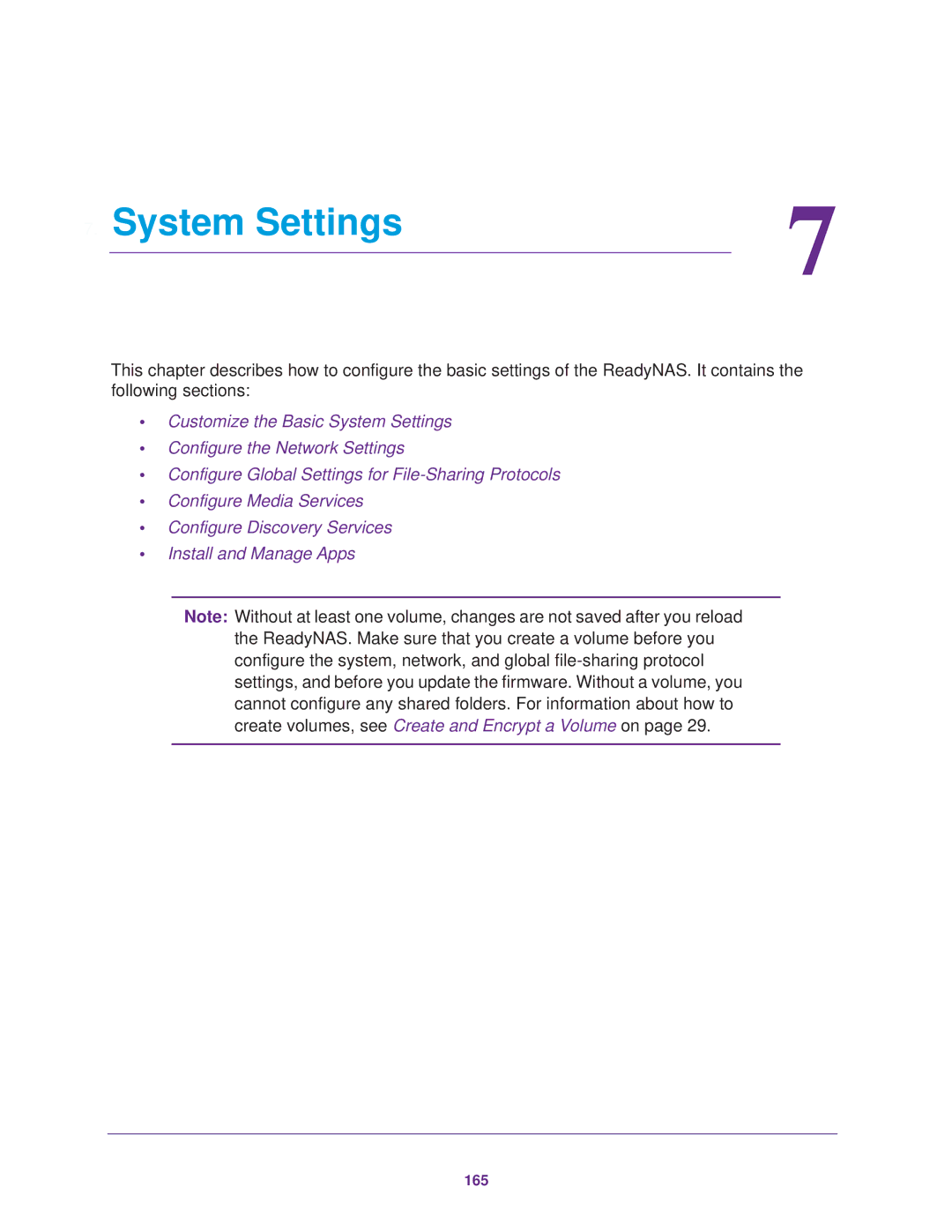 NETGEAR READYNAS 102, READYNAS 716X, READYNAS 516, READYNAS 316, READYNAS 312, READYNAS 314, READYNAS 104 System Settings 