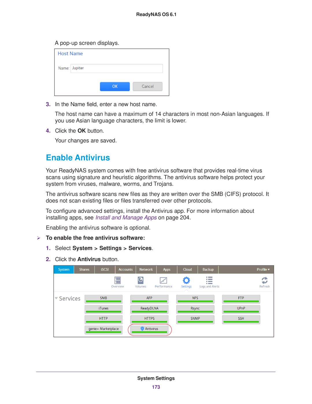 NETGEAR READYNAS 102, READYNAS 716X, READYNAS 516, READYNAS 316, READYNAS 312, READYNAS 314, READYNAS 104 Enable Antivirus 