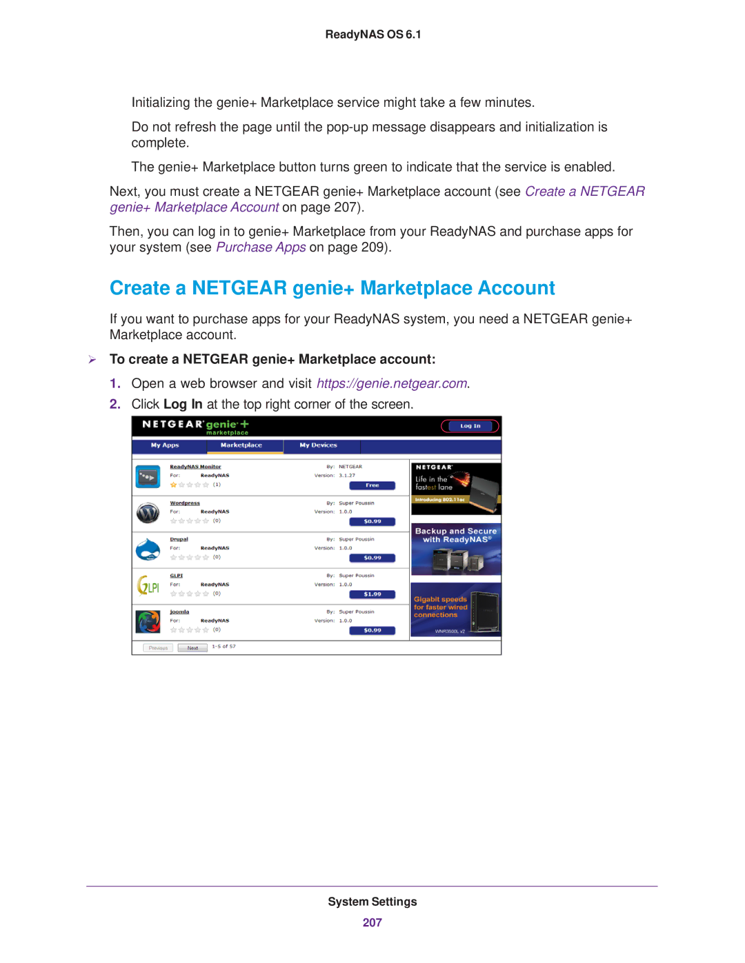 NETGEAR EDA 500 Create a Netgear genie+ Marketplace Account,  To create a Netgear genie+ Marketplace account 