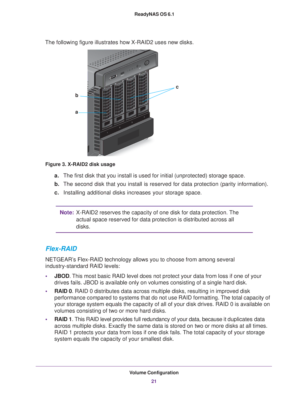 NETGEAR READYNAS 102, READYNAS 716X, READYNAS 516, READYNAS 316, READYNAS 312, READYNAS 314 Flex-RAID, RAID2 disk usage 