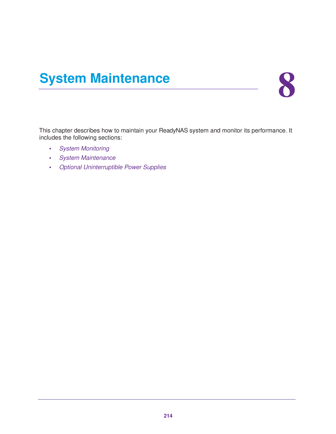 NETGEAR READYNAS 104, READYNAS 716X, READYNAS 516, READYNAS 316, READYNAS 312, READYNAS 314, READYNAS 102 System Maintenance 