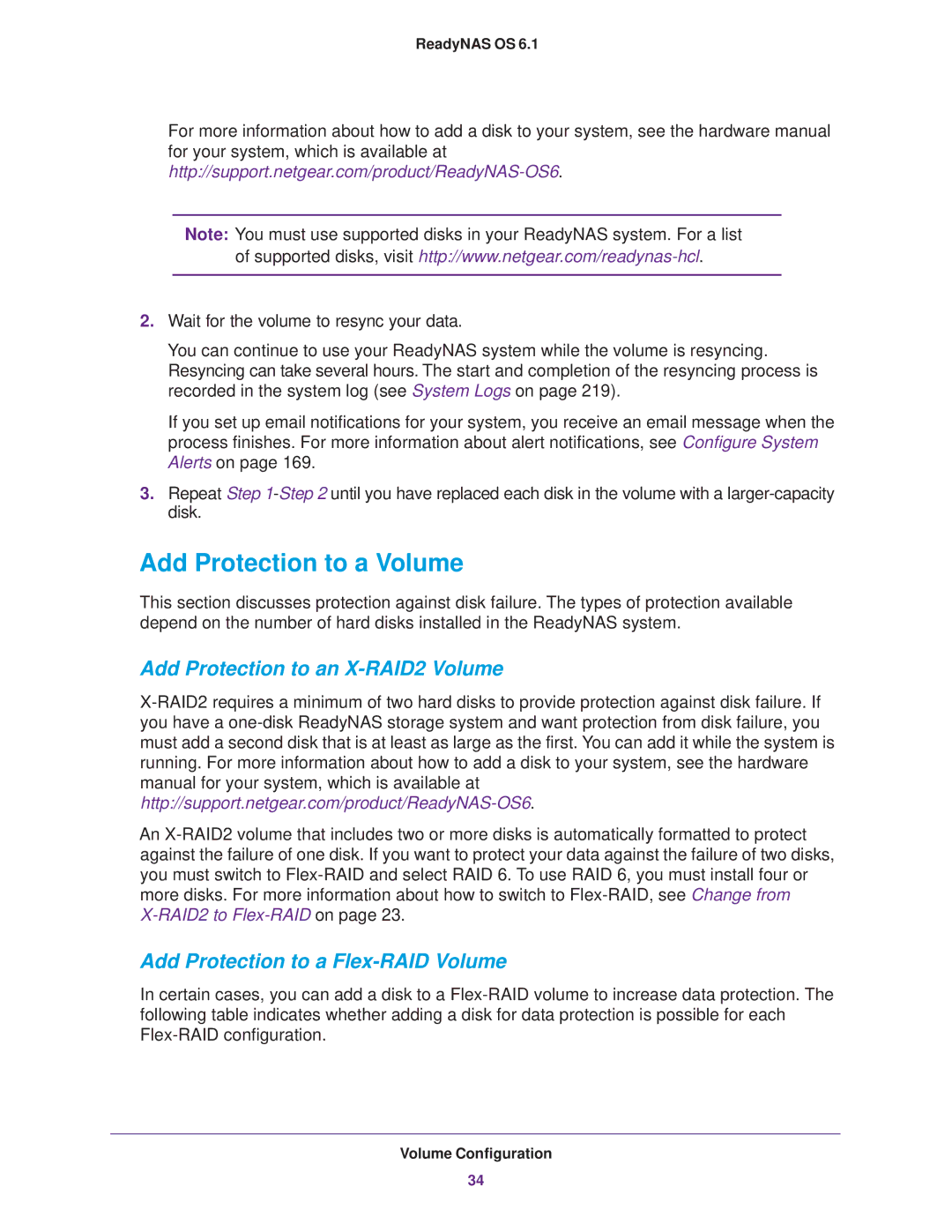 NETGEAR READYNAS 316 Add Protection to a Volume, Add Protection to an X-RAID2 Volume, Add Protection to a Flex-RAID Volume 