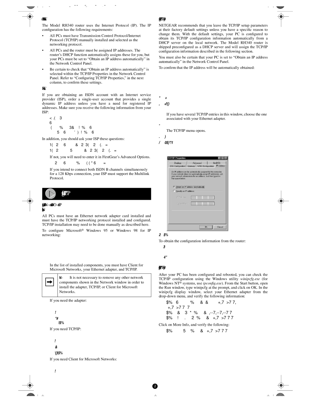 NETGEAR RH340 manual Configuring TCP/IP 