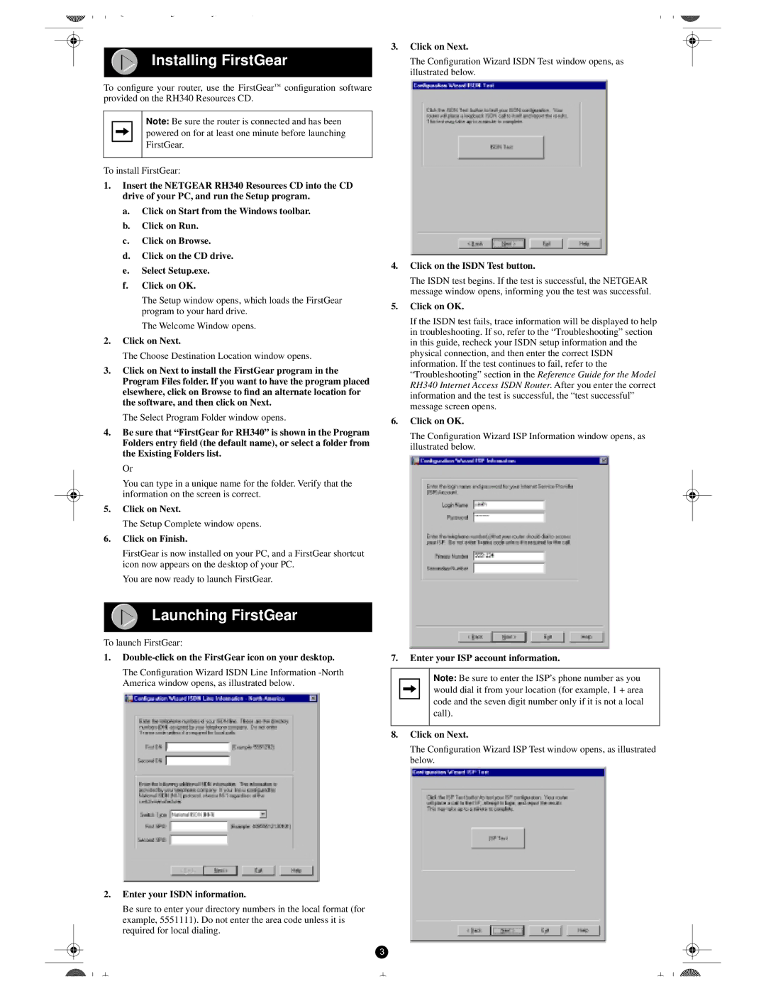 NETGEAR RH340 manual Installing FirstGear, Launching FirstGear 