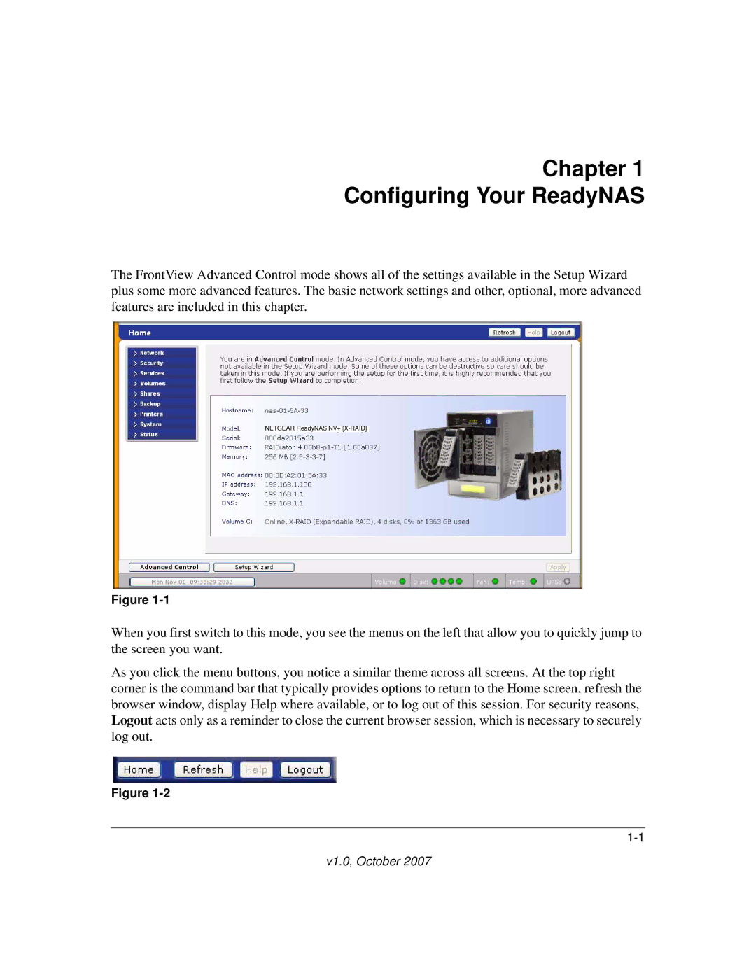 NETGEAR RN10223D-100NAS, RN31400-100NAS, RN31441E-100NAS, RN10400100NAS manual Chapter Configuring Your ReadyNAS 