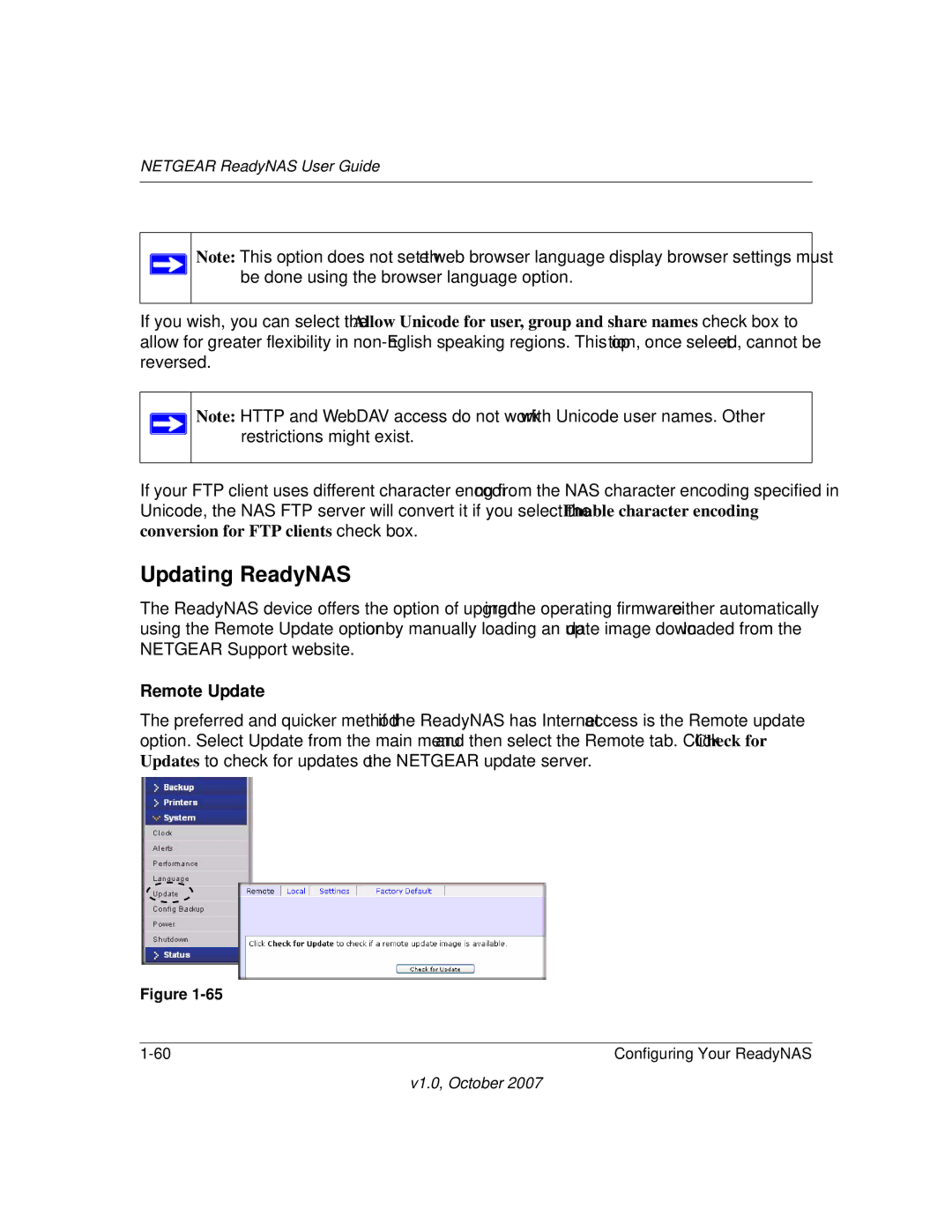 NETGEAR RN31400-100NAS, RN10223D-100NAS, RN31441E-100NAS, RN10400100NAS manual Updating ReadyNAS, Remote Update 