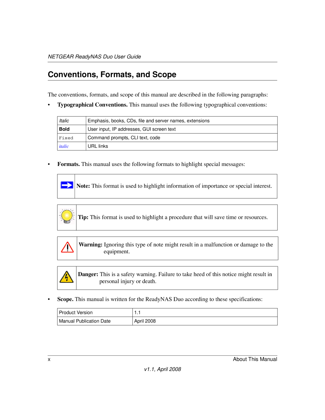 NETGEAR RND 2175, RND2110 manual Conventions, Formats, and Scope, Bold 