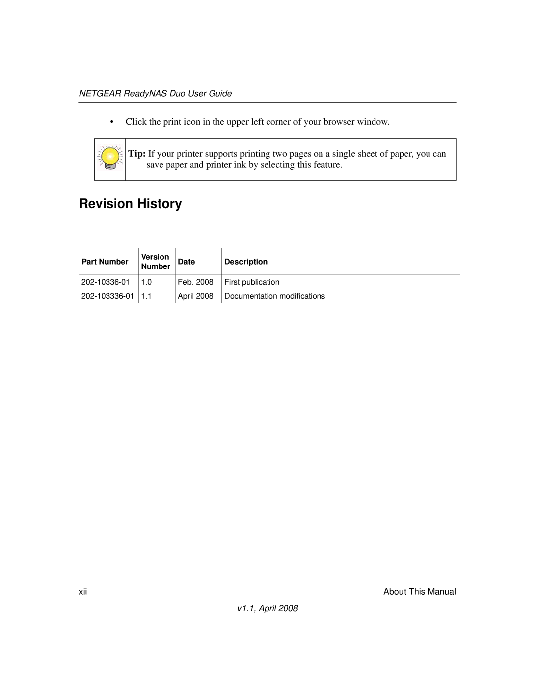 NETGEAR RND 2175, RND2110 manual Revision History 