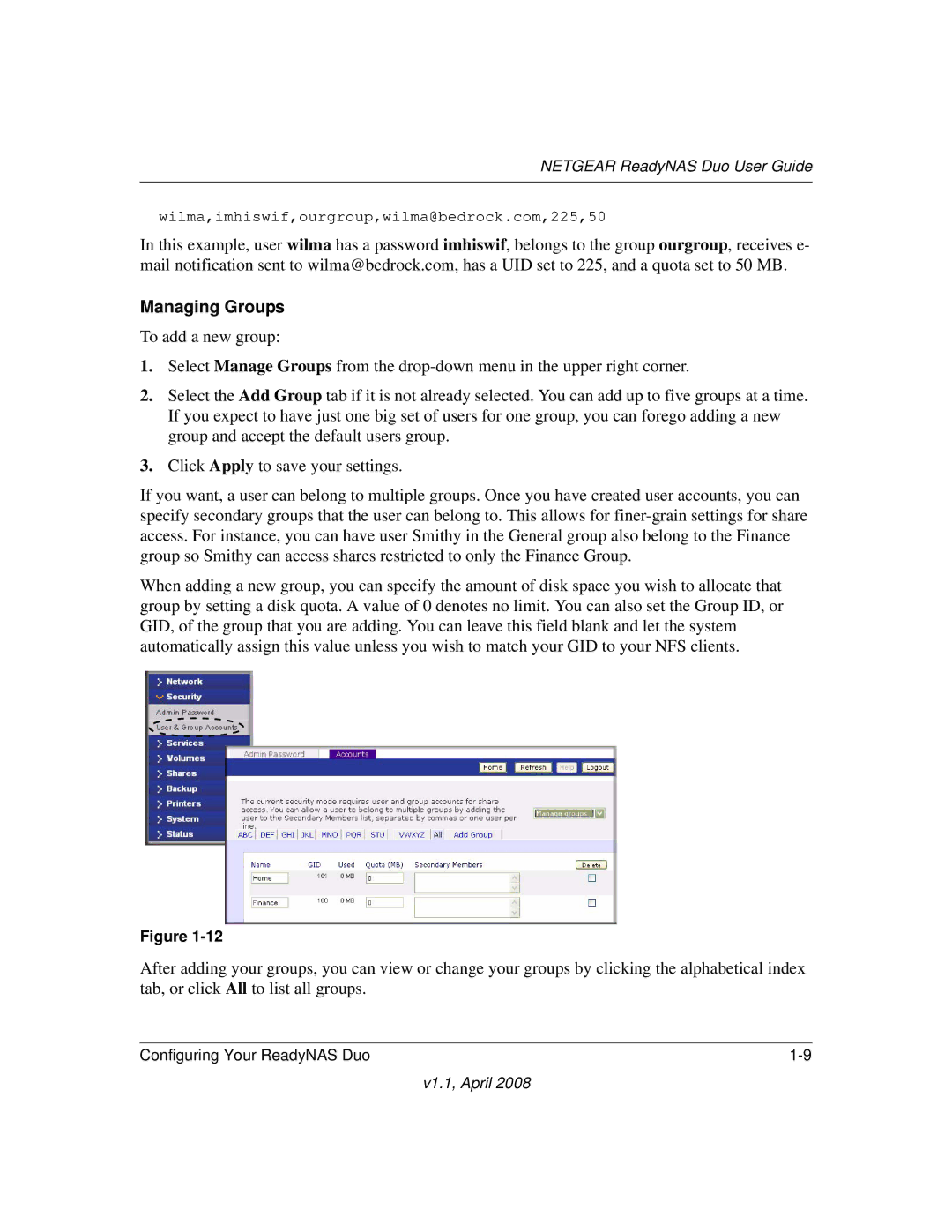 NETGEAR RND2110, RND 2175 manual Managing Groups 