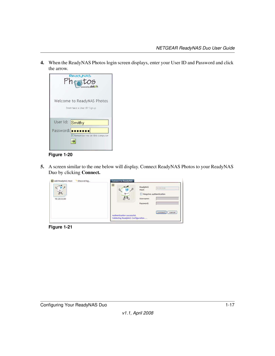 NETGEAR RND2110, RND 2175 manual Netgear ReadyNAS Duo User Guide 