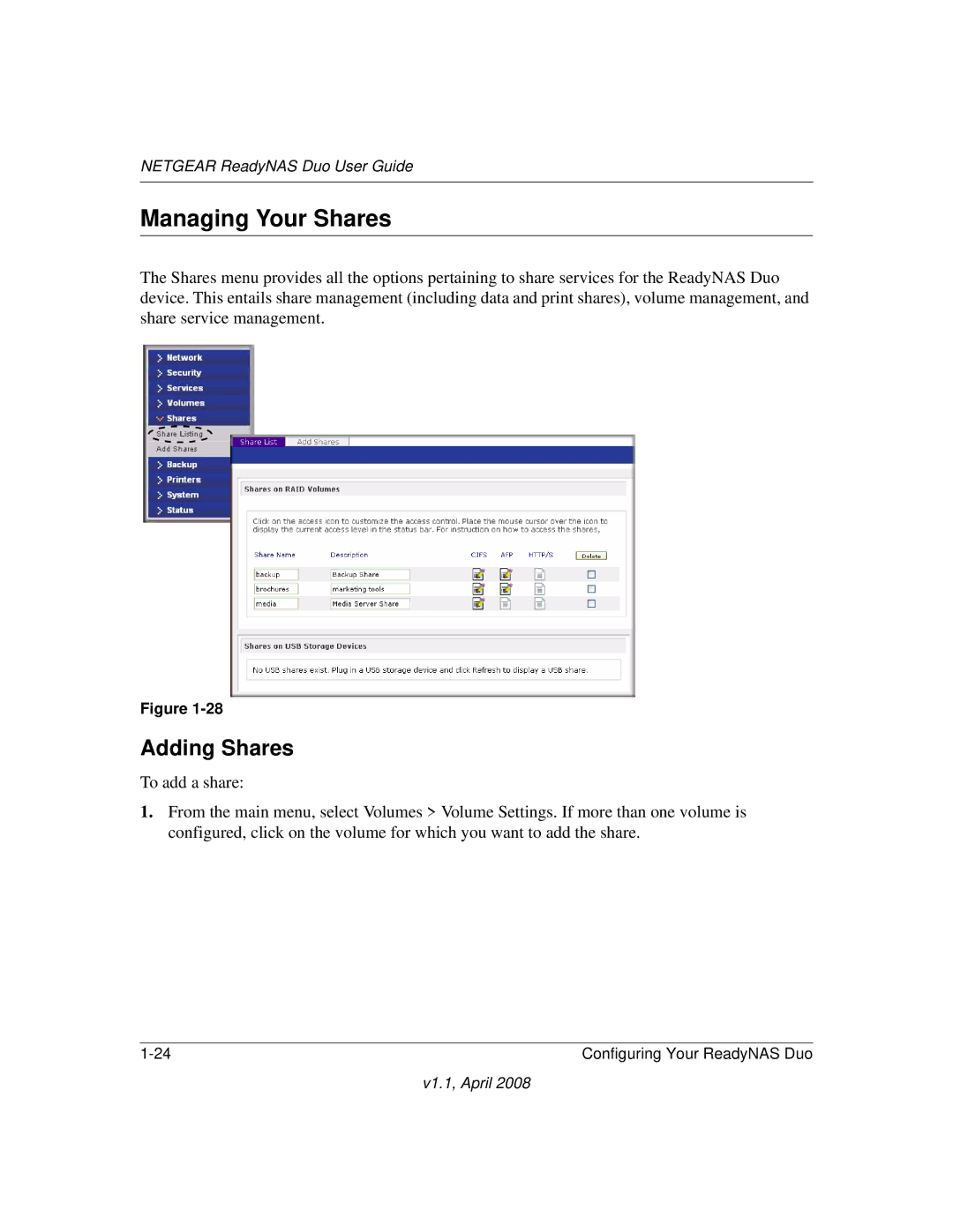 NETGEAR RND 2175, RND2110 manual Managing Your Shares, Adding Shares 