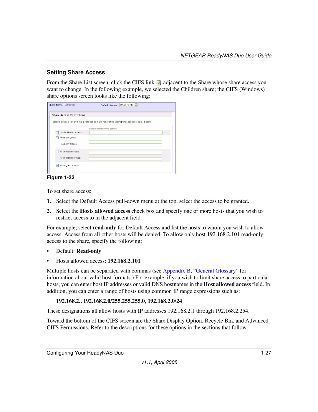 NETGEAR RND2110, RND 2175 manual Setting Share Access, 192.168.2., 192.168.2.0/255.255.255.0, 192.168.2.0/24 