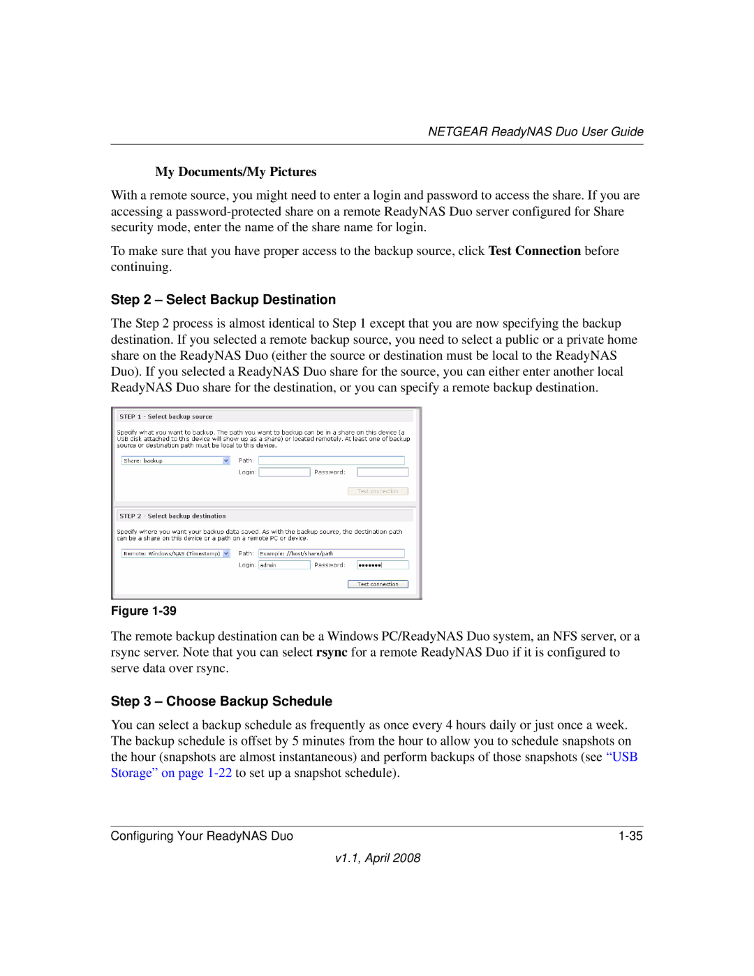 NETGEAR RND2110, RND 2175 manual Select Backup Destination, Choose Backup Schedule 