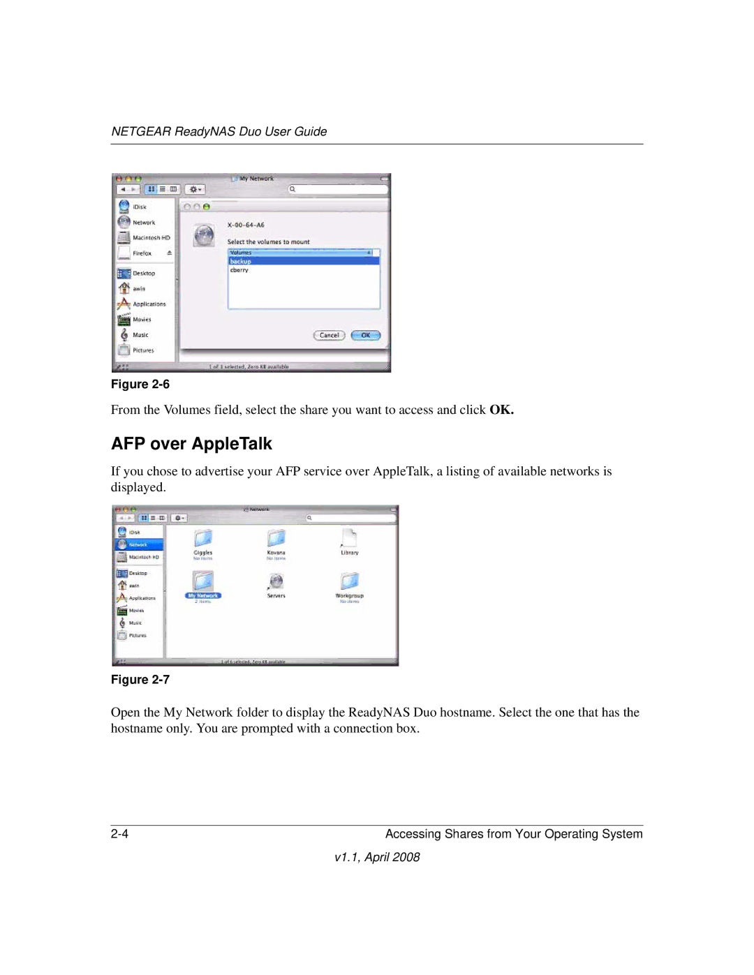 NETGEAR RND 2175, RND2110 manual AFP over AppleTalk 