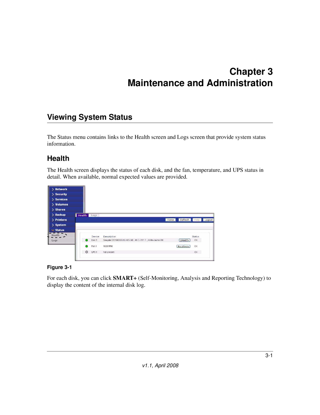 NETGEAR RND2110, RND 2175 manual Viewing System Status, Health 