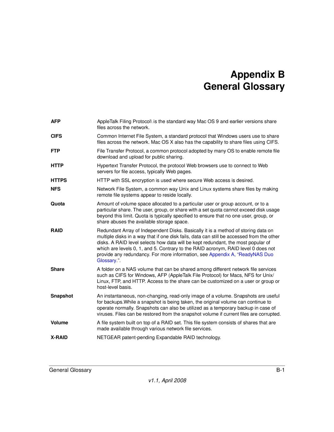 NETGEAR RND2110, RND 2175 manual Appendix B General Glossary 