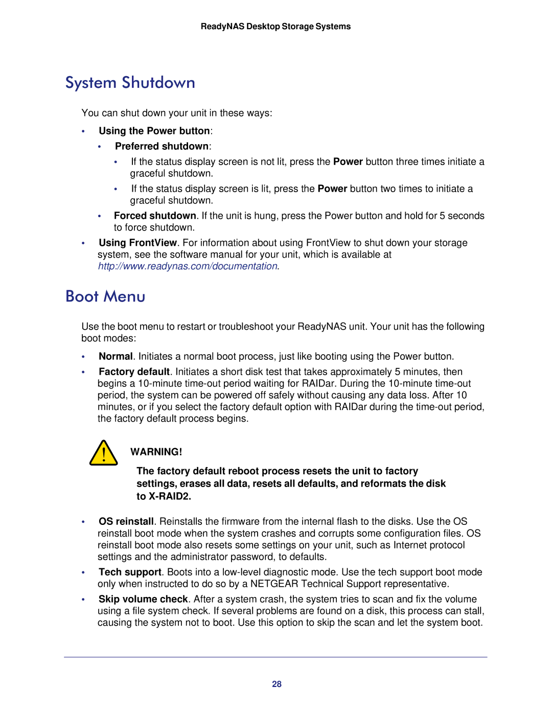 NETGEAR RNDP6310-100NAS manual System Shutdown 