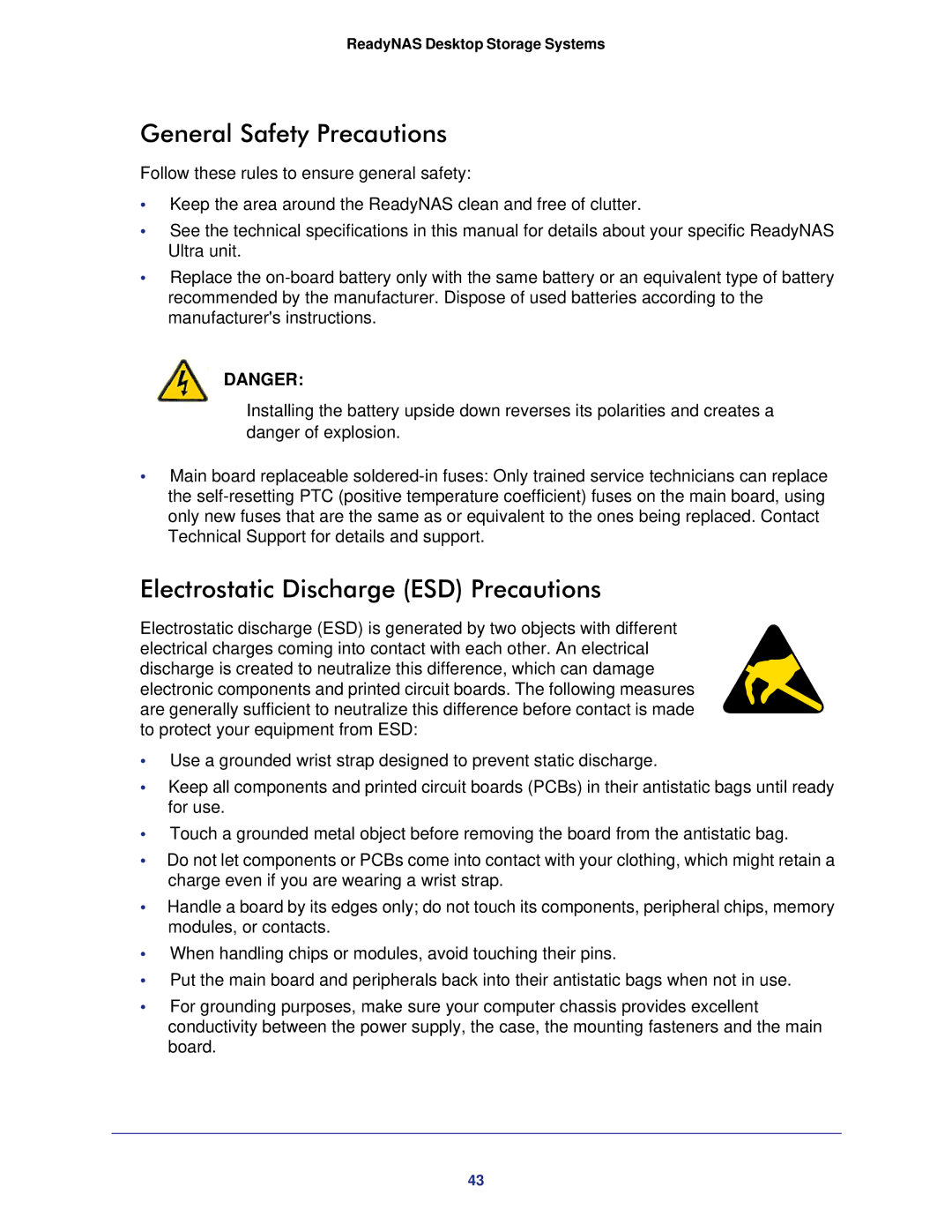 NETGEAR RNDP6310-100NAS manual General Safety Precautions 