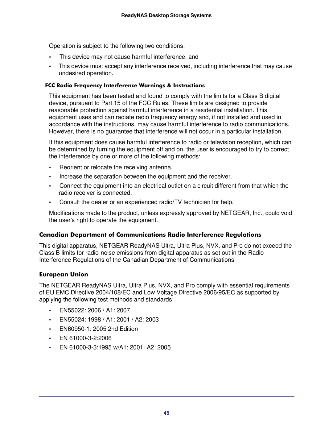 NETGEAR RNDP6310-100NAS manual European Union 