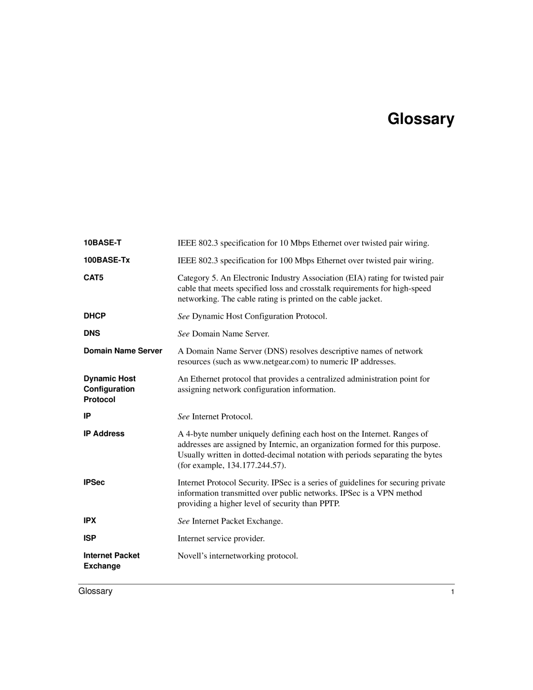 NETGEAR RP114 manual Glossary 