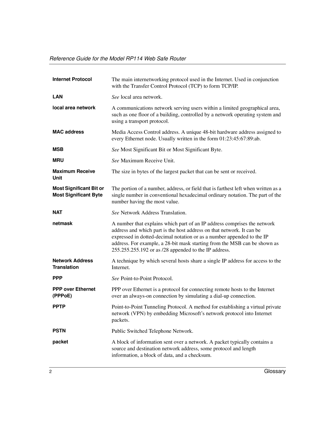 NETGEAR RP114 manual Internet 