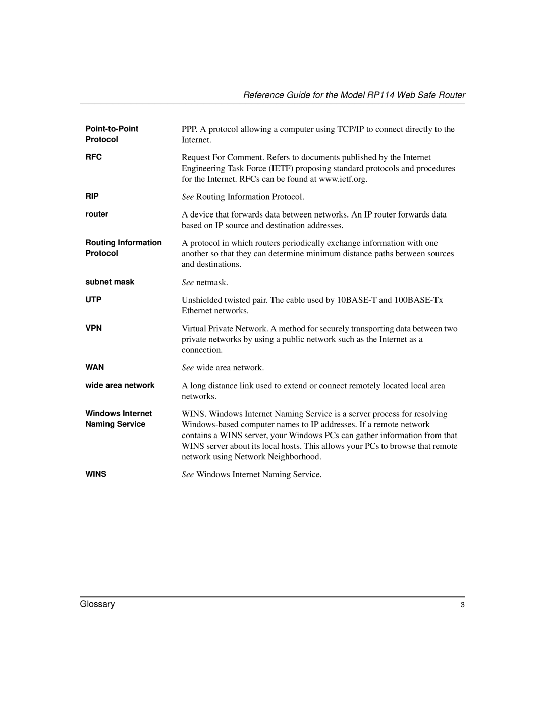 NETGEAR RP114 manual See wide area network 