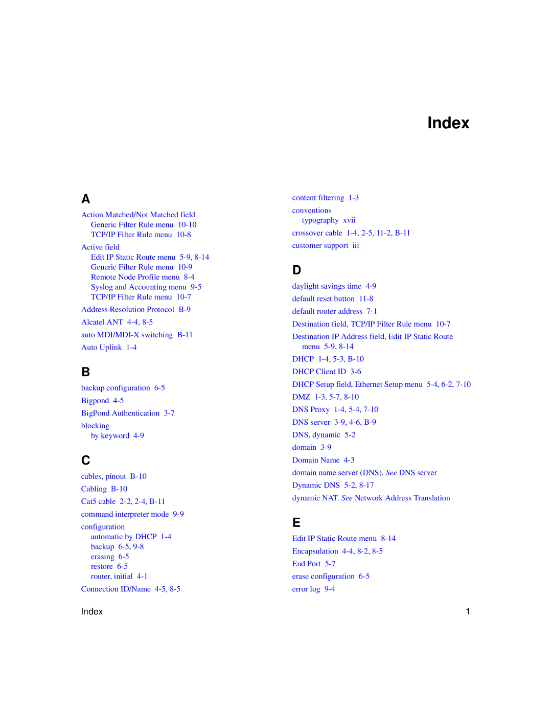 NETGEAR RP114 manual Index 