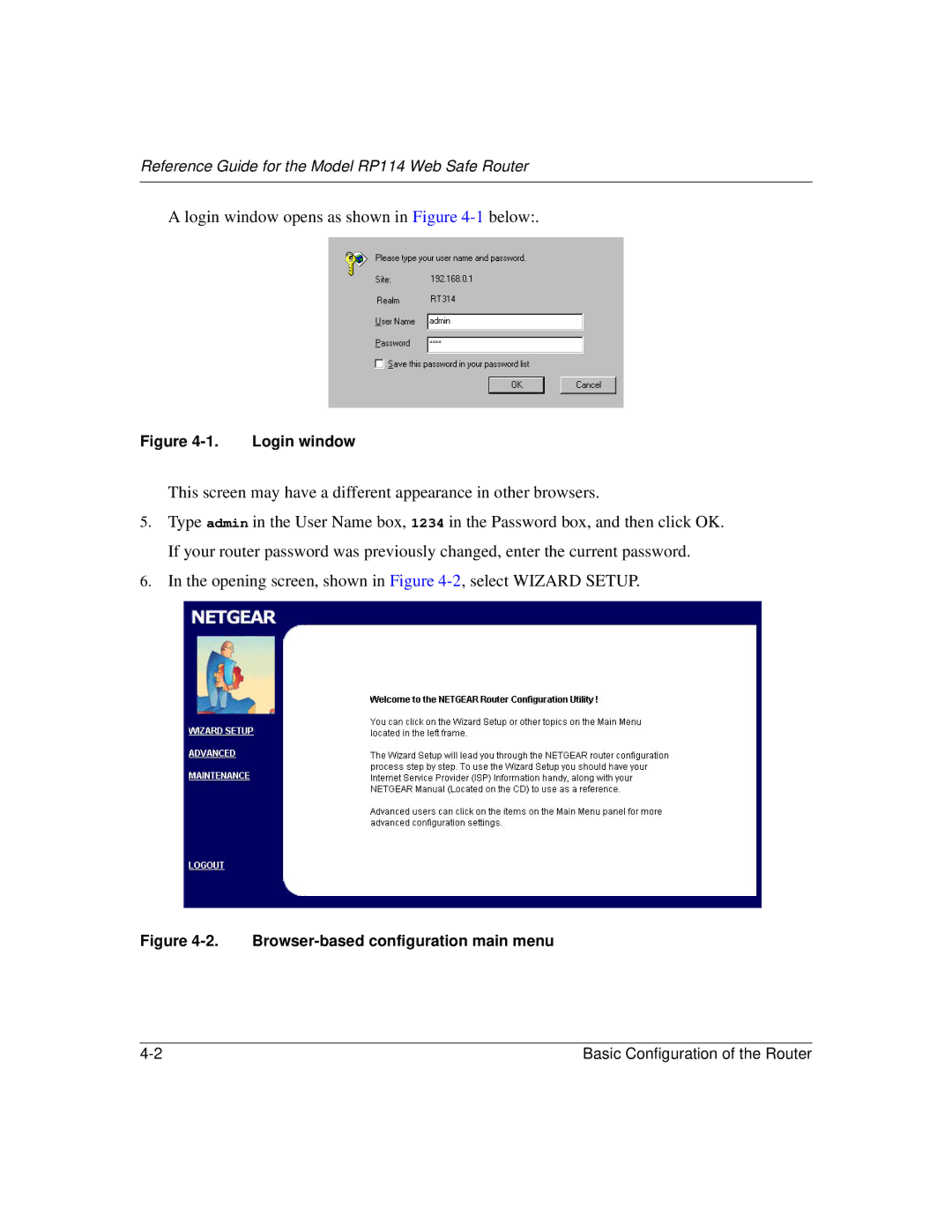 NETGEAR RP114 manual Login window opens as shown in -1below 