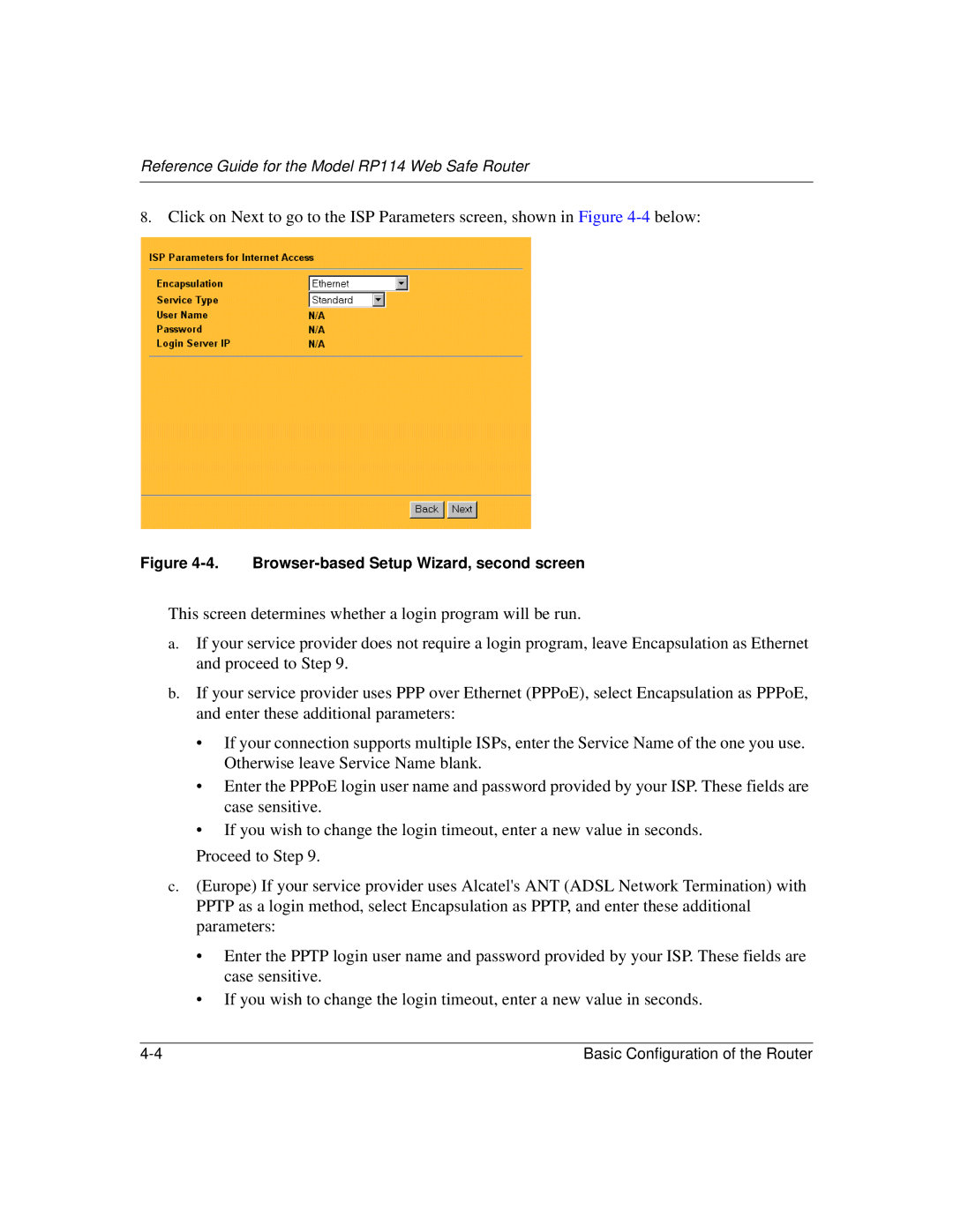 NETGEAR RP114 manual Browser-based Setup Wizard, second screen 