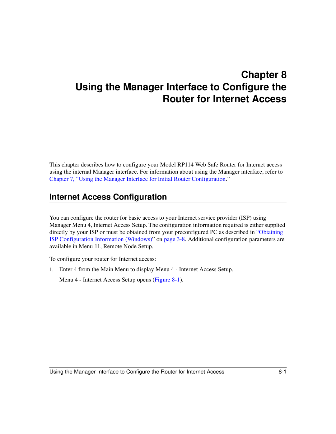 NETGEAR RP114 manual Internet Access Configuration 