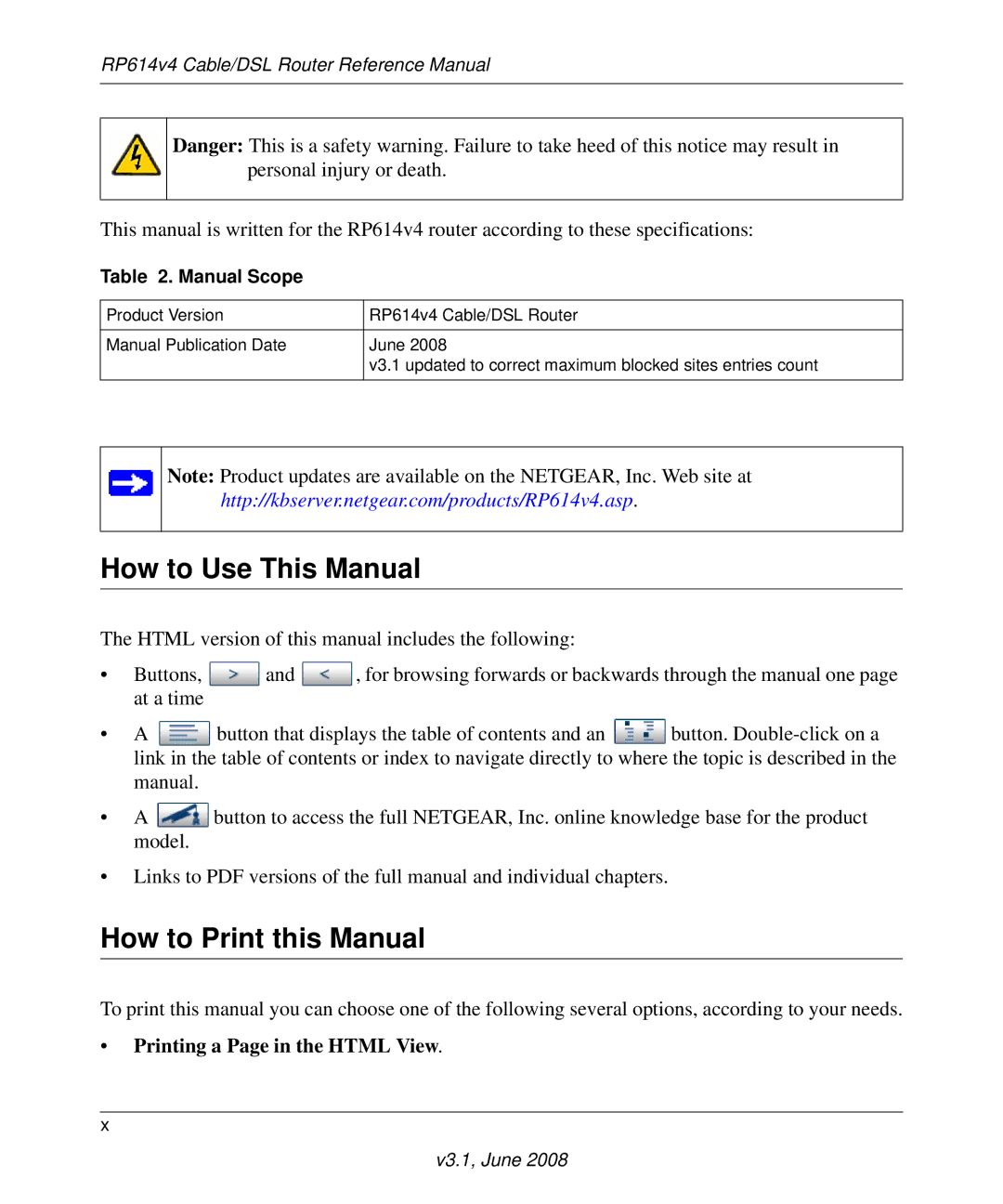 NETGEAR RP614 v4 manual How to Use This Manual, How to Print this Manual, Manual Scope 