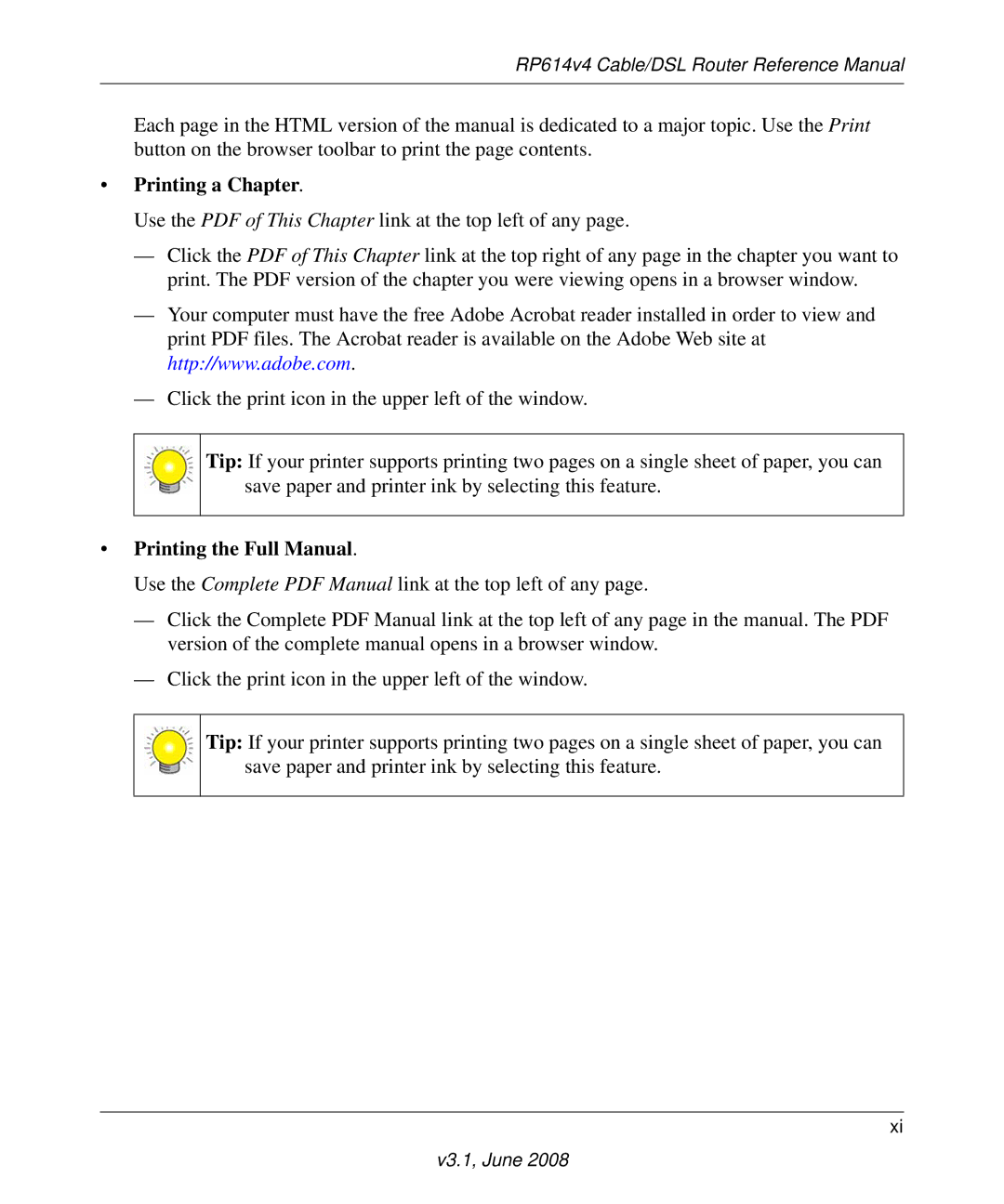 NETGEAR RP614 v4 manual Printing a Chapter 