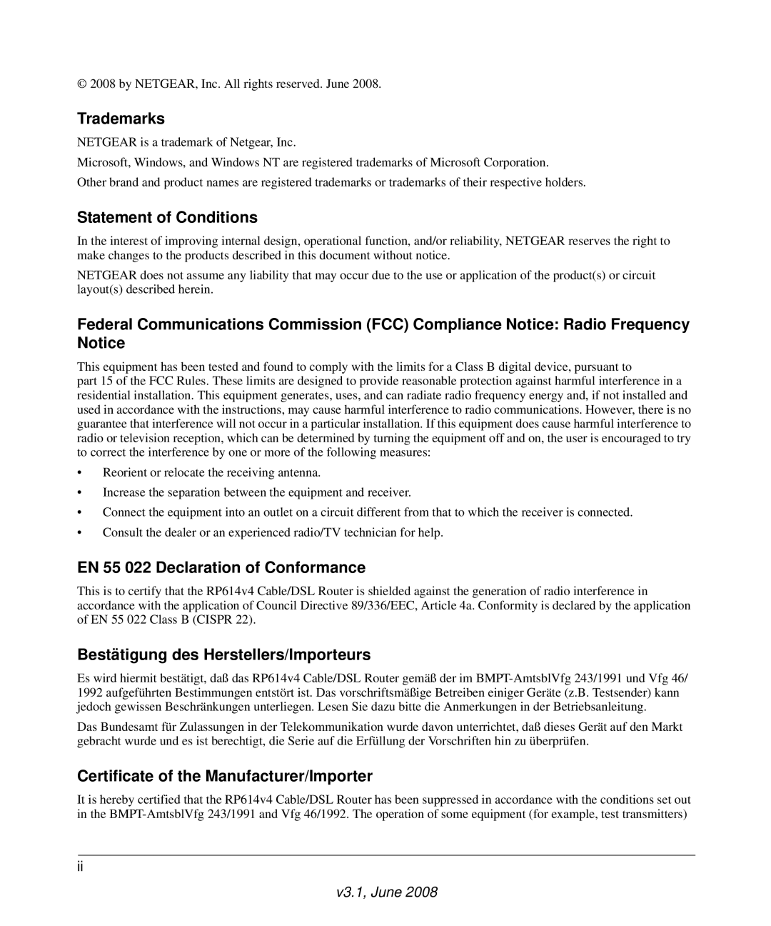 NETGEAR RP614 v4 manual Trademarks 